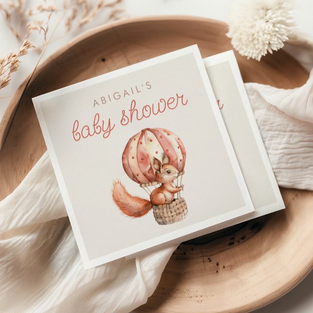 Ballongskugga för Cute Red Squirrel Ballon Baby Sh Pappersservett (Skapare uppladdad)