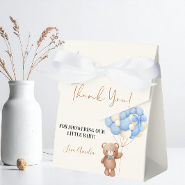 Ballongskugga för Tack med blå Nalle Presentaskar