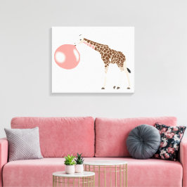 Ballongtuggummigiraff som blåser bubbla canvastryck