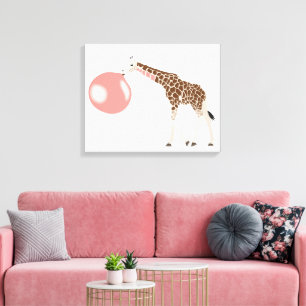 Ballongtuggummigiraff som blåser bubbla canvastryck