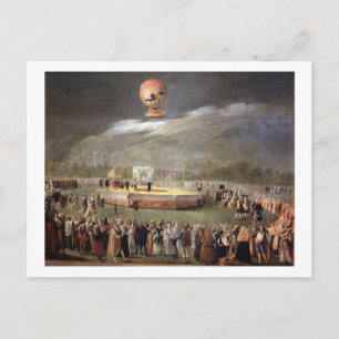 Ballonguppstigning i trädgårdarna i Aranjuez, c.17 Vykort