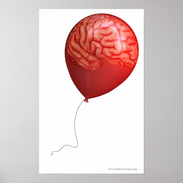 Ballonillustration med en superburen hjärna poster (Framsidan)