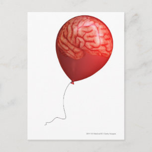 Ballonillustration med en superburen hjärna vykort