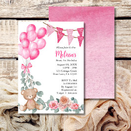 Balloninbjudan till Rosa i föregående födelsedag Inbjudningar