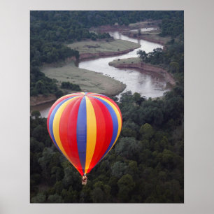 Balloningen Hett-Luft över floden Mara Poster