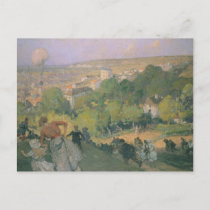 Ballonlandning i pre St-Gervais, c.1885 Vykort