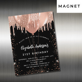 Ballonlyxen ro guld glitter magnetisk inbjudningskort
