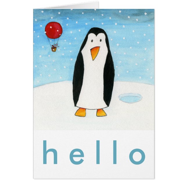 Ballonmus och penguin hälsningskort (Framsidan)