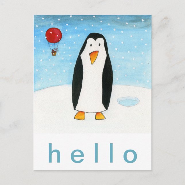 Ballonmus & Penguin Vykort (Framsida)