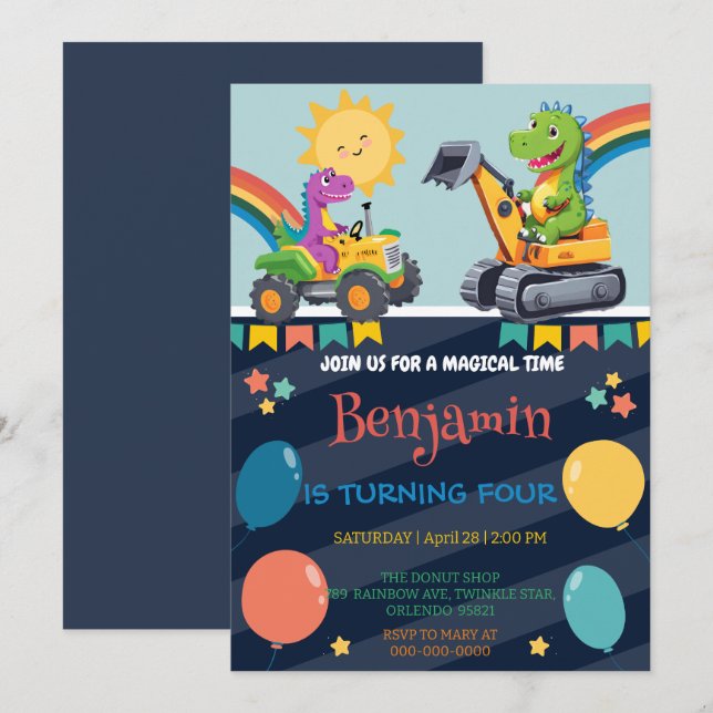 Ballonpojken Back to school i dinosaurer (Fram/baksida)