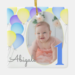Ballons Baby Bubittons födelsedag med Photo Julgransprydnad Keramik