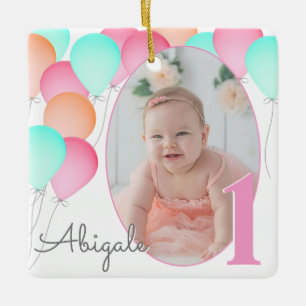 Ballons Baby Bubittons födelsedag med Photo Julgransprydnad Keramik