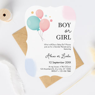Ballons Gender Reveal Party Baby Shower Party Julkort