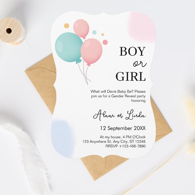 Ballons Gender Reveal Party Baby Shower Party Julkort (Skapare uppladdad)