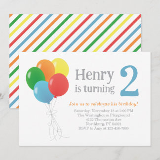 Ballonseftermiddagsinbjudan för klassisk Party Inbjudningar