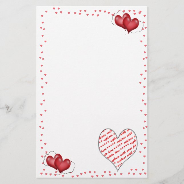 Ballonshjärter med Photo Ram Brevpapper (Framsida)