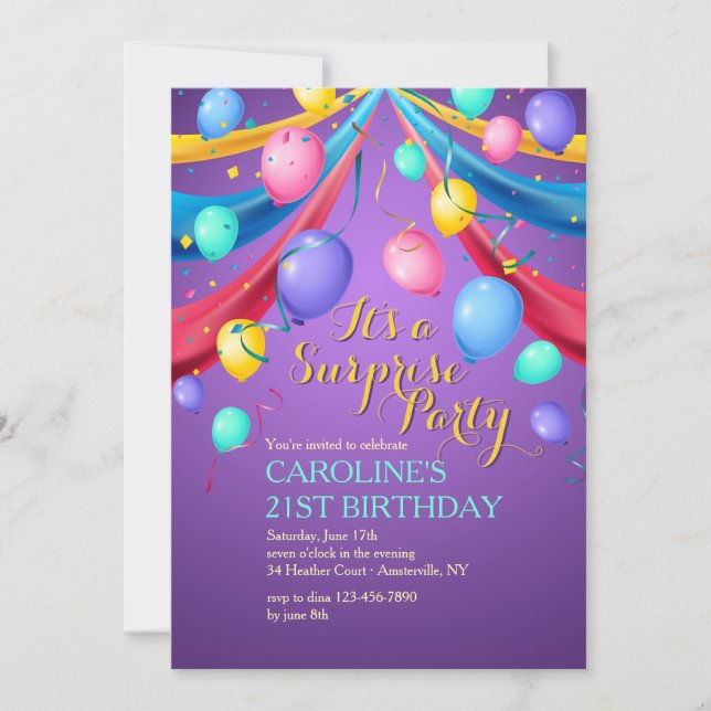 Ballonsinbjudan Party Inbjudningar (Framsida)