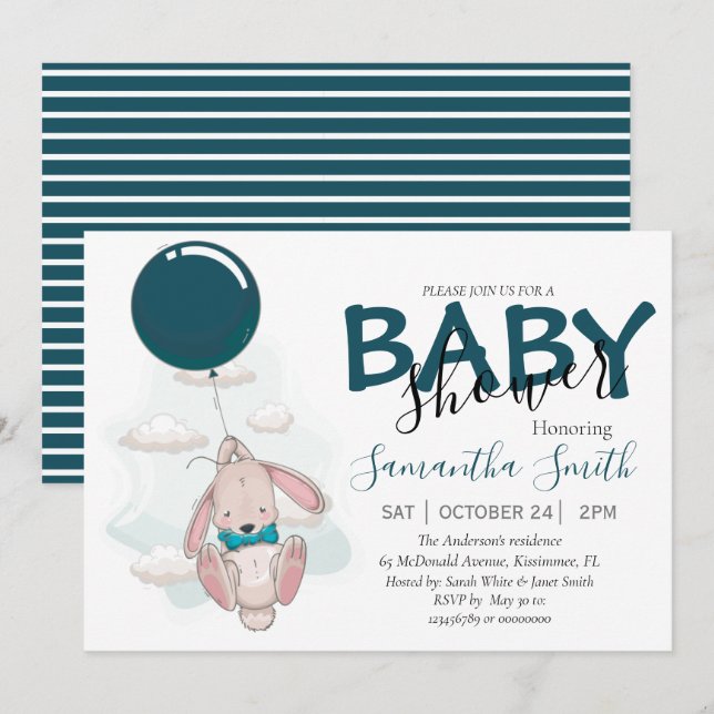 Ballonskabinbjudan till babyskabinje för pratbubbl meddelande (Fram/baksida)
