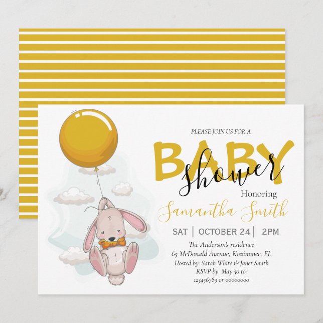 Ballonskabinbjudan till babyskabinje för pratbubbl meddelande (Fram/baksida)