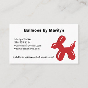 Ballonskulptor Artist Children's Entertainer Visitkort