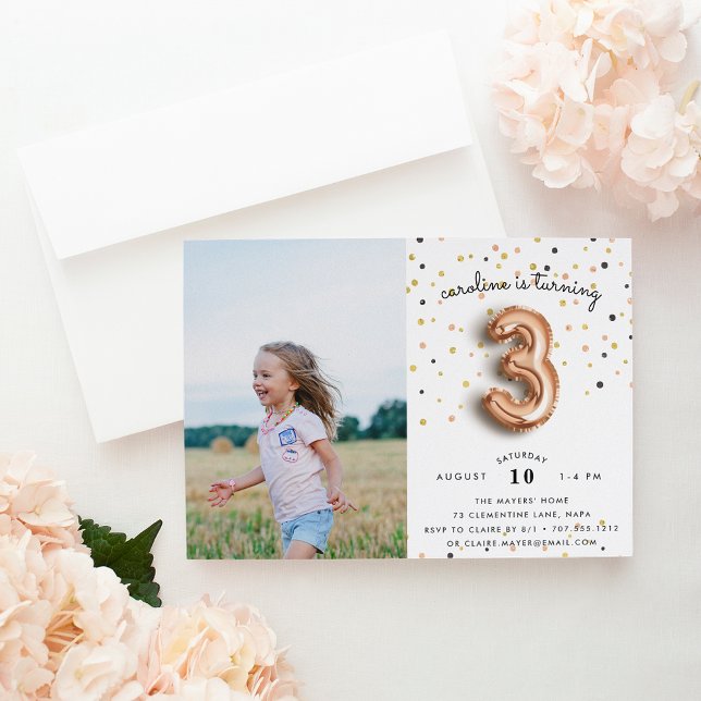 Ballonstyp | Foto tredje Födelsedagsfesten Inbjuda Inbjudningar (Skapare uppladdad)