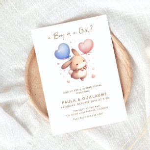 Ballony Bunny Gender Reveal Party Inbjudan