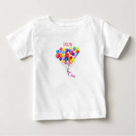BALLOON 1:a födelsedag Personlig ett målat Rosa T Shirt