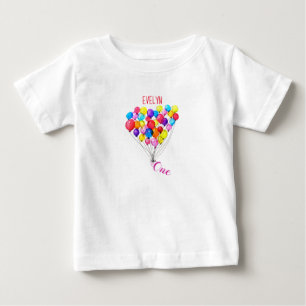BALLOON 1:a födelsedag Personlig ett målat Rosa T Shirt