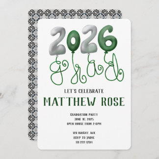 Balloon 2025 Grad Invitation Inbjudningar
