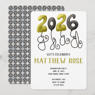 Balloon 2026 Grad Invitation Inbjudningar