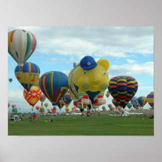 Balloon Albuquerque på morgonen Poster