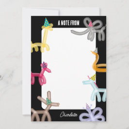 Balloon Animals Kids Party Theme Anteckningskort