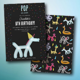 Balloon Animals Unicorn Kids Birthday Party Theme Inbjudningar