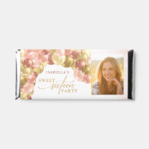 Balloon Arch Rosa & Guld Photo Sweet 16 Tack