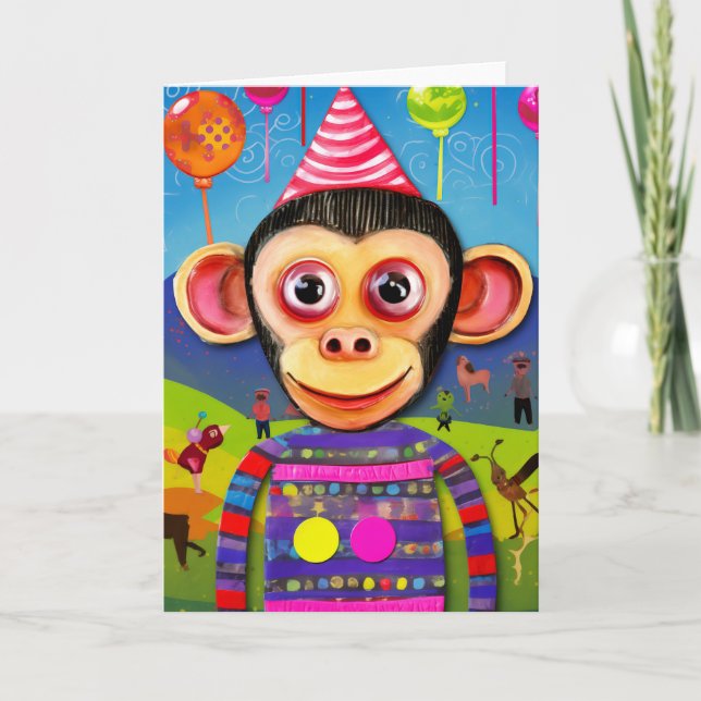 Balloon Bash Bonanza: Cute Barns födelsedag Card Kort (Framsida)