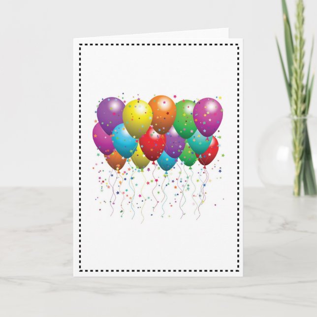 BALLOON BIRTHDAY CARD CUSTOMIZE KORT (Framsida)