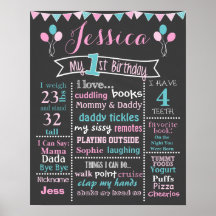 Balloon Birthday Chalkboard - Poster flicka