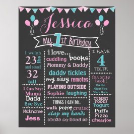 Balloon Birthday Chalkboard - Poster flicka