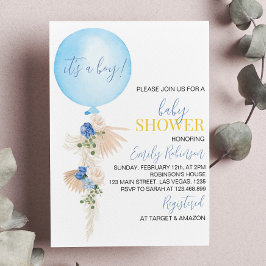 Balloon Blommigt Boy Baby Shower-inbjudan Inbjudningar
