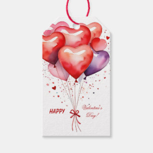 Balloon Bouquet Red and Rosa Hearts Presentetikett