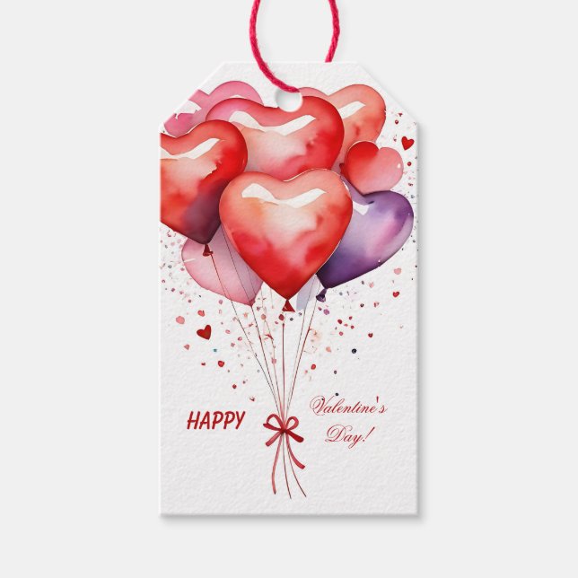 Balloon Bouquet Red and Rosa Hearts Presentetikett (Framsidan)