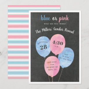 Balloon Bunch Gender Visa partiinbjudan Inbjudningar