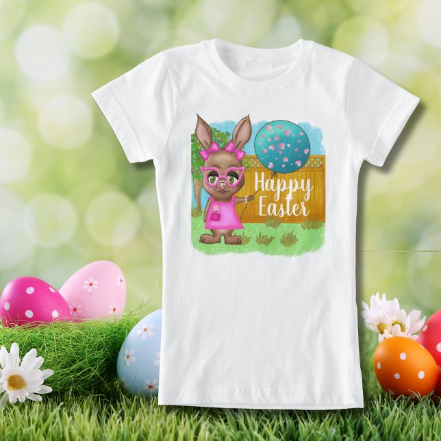 Balloon Diva Bunny Funny Rosa Glasses Påsk T Shirt (Skapare uppladdad)