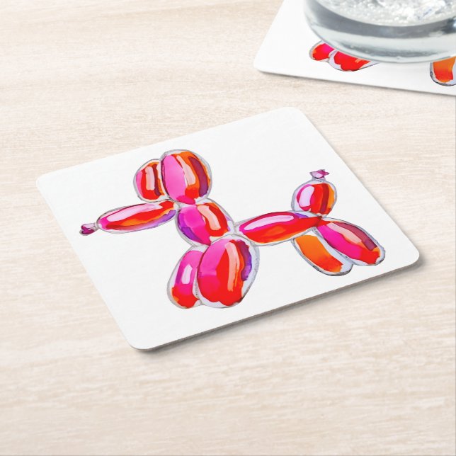 Balloon Dog Underlägg Papper Kvadrat (Vinklad)