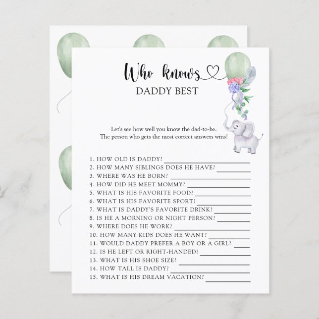 Balloon & Elephant - Vem vet vad pappa spelar bäst (Fram/baksida)