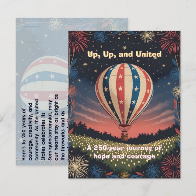 Balloon Fireworks 1776–2026 Backyard Party Invite! Vykort (Fram/baksida)