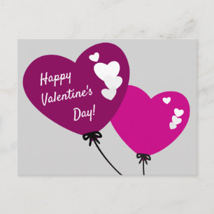 Balloon Heart Happy Valentine Day Voucher Card Helg Vykort