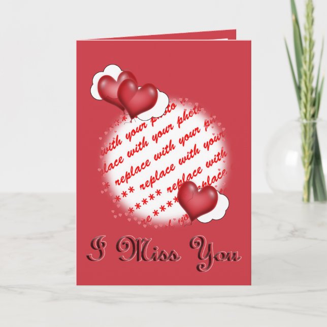 Balloon Heart Valentine Photo Ram Helgkort (Framsida)