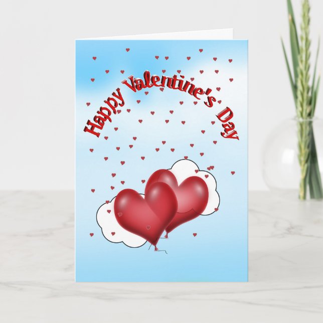 Balloon Hearts Valentine Add-Photo Helgkort (Framsida)