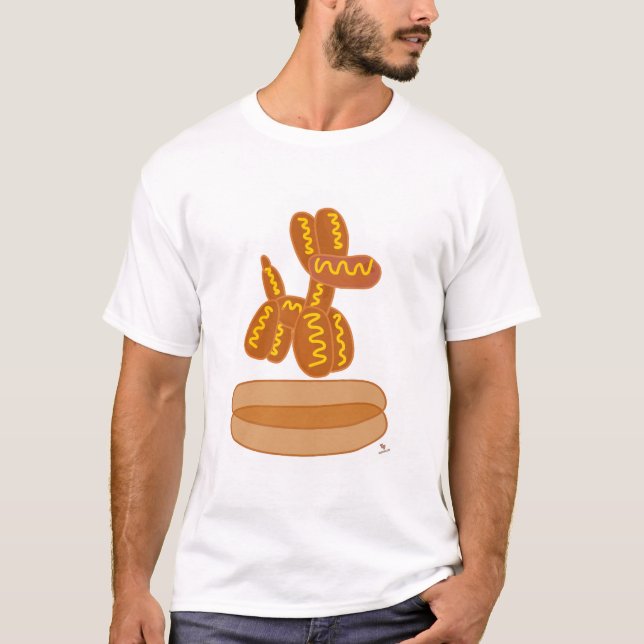 Balloon Hot Dog Funny Cartoon Art T Shirt (Framsida)